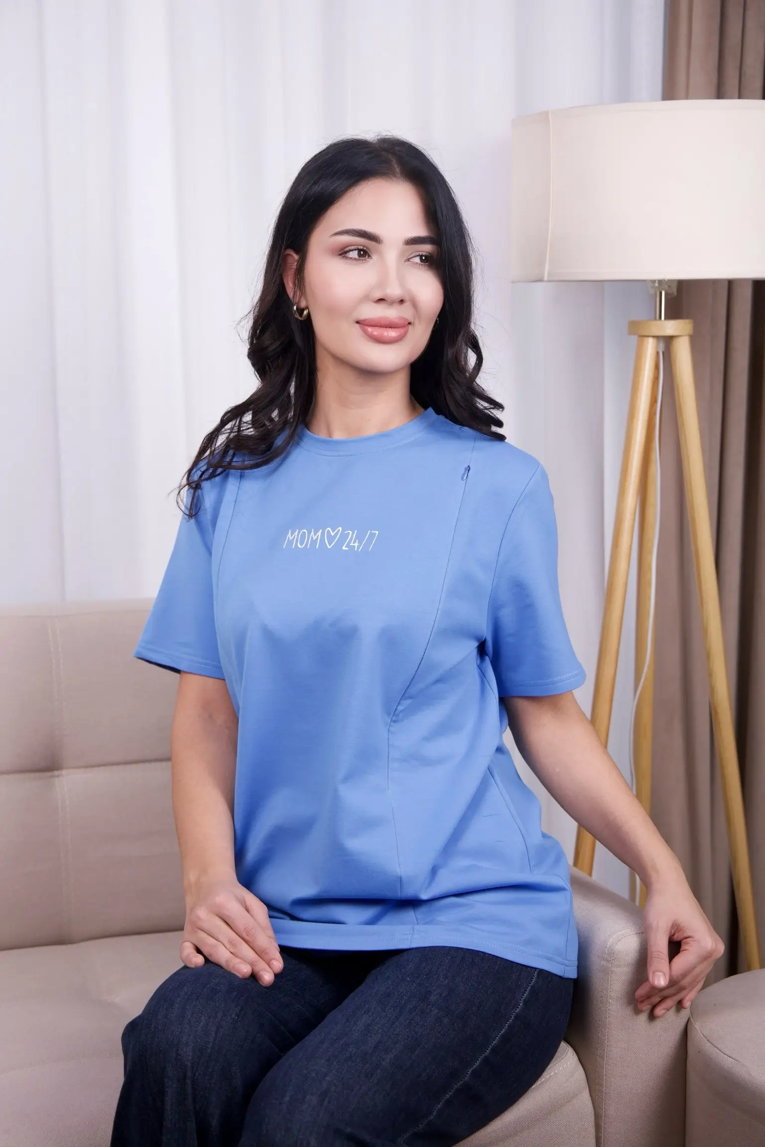 Футболка для кормления Bemama в синем цвете